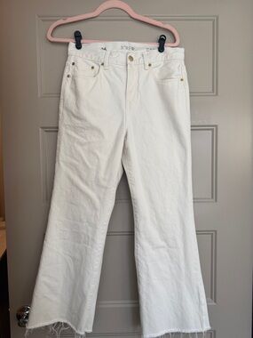 J. Crew White Wide-Leg Raw-Hem Jeans